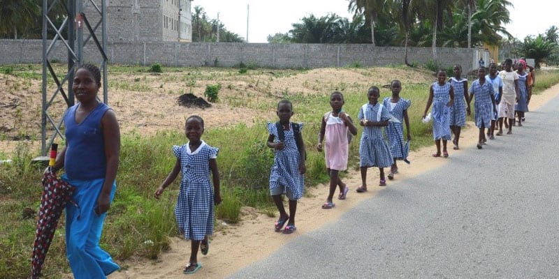 Orphan Children Walking to School